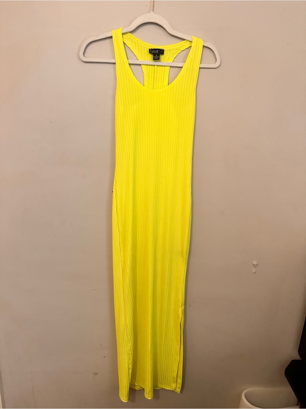 Love Neon Yellow Ribbed Racerback Maxi Dress